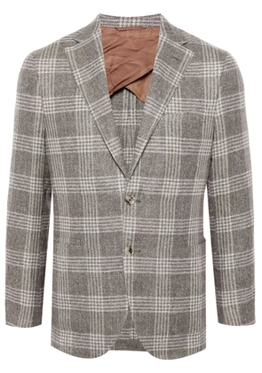 Luciano Barbera single-breasted tartan-check blazer - Brown
