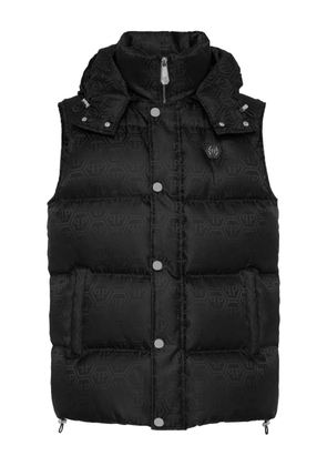 Philipp Plein monogram-pattern puffer gilet - Black