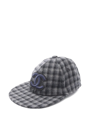 CHANEL Pre-Owned 1986-1988 check-pattern cashmere cap - Black