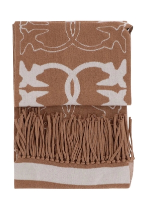 PINKO Love Birds fringed scarf - Neutrals