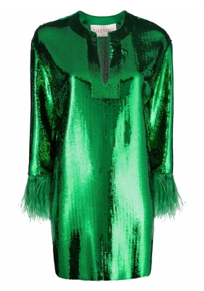Valentino Garavani sequin and feather kaftan dress - Green