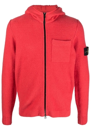 Stone Island Compass-patch fleece zip-up hoodie - Red