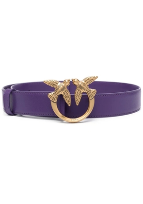 PINKO Love Birds-buckle leather belt - Purple