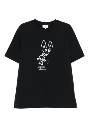 Maison Kitsuné party-fox print T-shirt - Black
