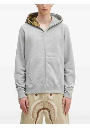 A BATHING APE® shark-motif zip-up hoodie - Grey