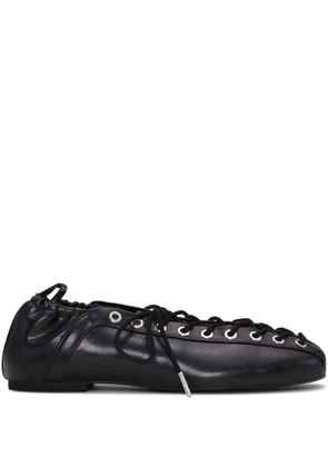 GANNI lace-up ballet flats - Black