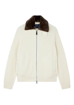 Paul & Shark ribbed zip-up sweater - White