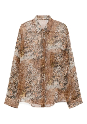 JNBY graphic-print silk shirt - Brown