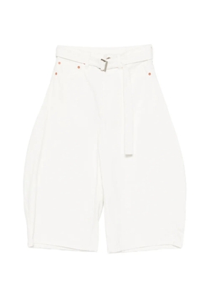 sacai belted denim shorts - White