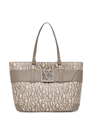 Armani Exchange logo-appliqué patterned tote bag - Neutrals