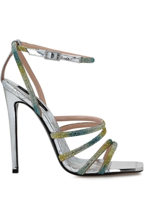 Philipp Plein Mirror 120mm crystal-embellished sandals - Silver