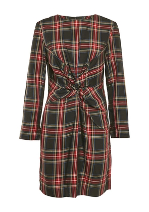 Maje plaid-pattern twist-detail dress - Black