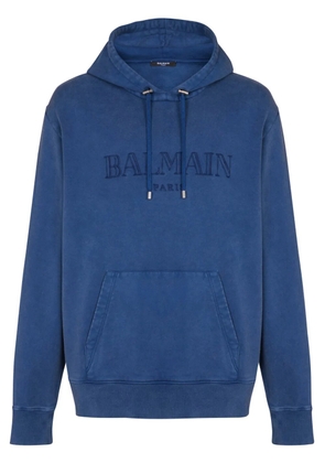 Balmain embroidered-logo hoodie - Blue
