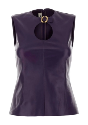 Miu Miu cut-out detailing leather top - Purple
