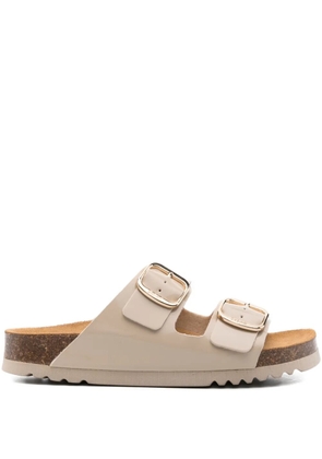 Scholl double-buckle leather sandals - Neutrals