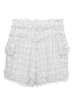 Balmain Pre-Owned tweed raw-edge shorts - Neutrals