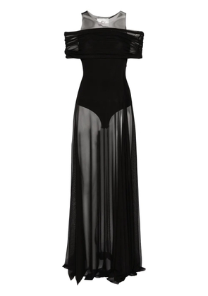 Atu Body Couture round-neck mesh maxi dress - Black