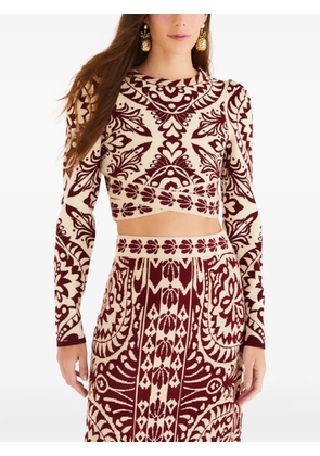 FARM Rio patterned long-sleeve top - Neutrals