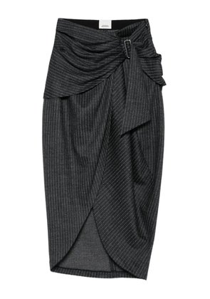ISABEL MARANT pinstripe belted wrap skirt - Grey