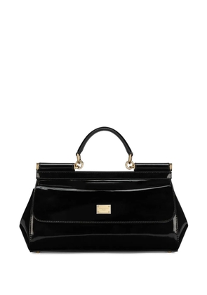 Dolce & Gabbana Elongated Sicily patent leather top-handle bag - Black