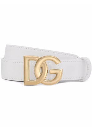 Dolce & Gabbana DG-logo leather belt - White