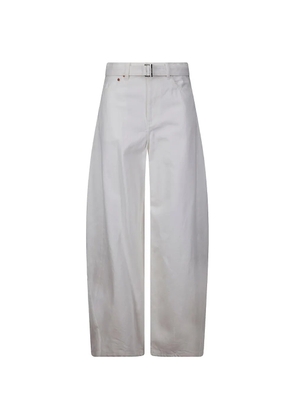 sacai belted denim trousers - White