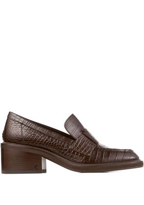 Jimmy Choo 50mm Tylor crocodile-effect leather loafer pumps - Brown