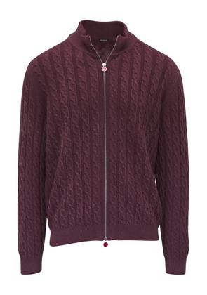 Kiton cable-knit zip-front cardigan - Red