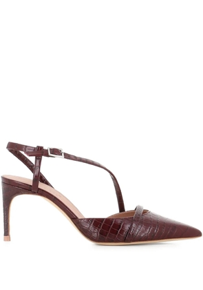 Malone Souliers 70mm Valeria crocodile-embossed pointed-toe pumps - Brown