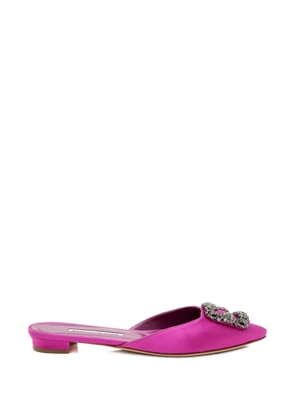 Manolo Blahnik Hangisi crystal satin mules - Pink