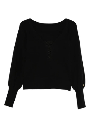 TWINSET lace-detail puff-sleeve sweater - Black