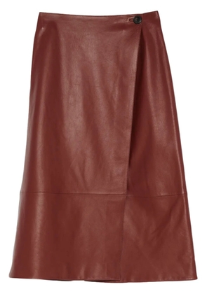 Yves Salomon leather wrap skirt - Brown