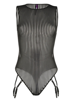 Maison Close striped bodysuit - Black