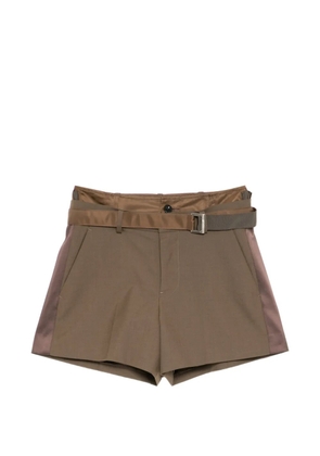 sacai belted shorts - Brown