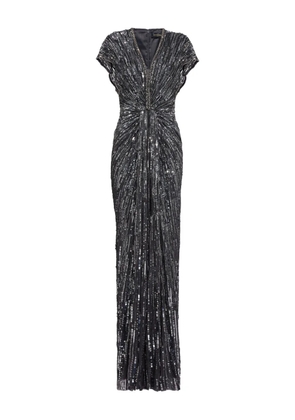 Jenny Packham Zola sequin-embellished V-neck maxi dress - Grey