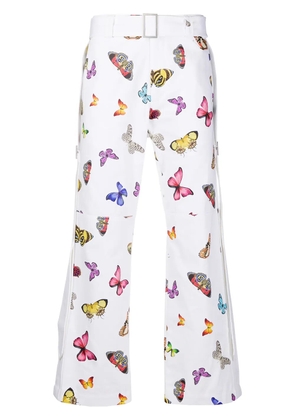 Palm Angels butterfly print straight trousers - White