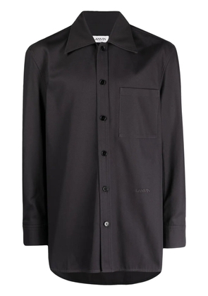 Lanvin logo-embroidered cotton shirt - Grey