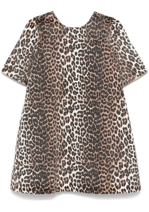GANNI leopard-print denim mini dress - Neutrals