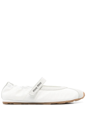 Miu Miu suede-panels ballet flats - White