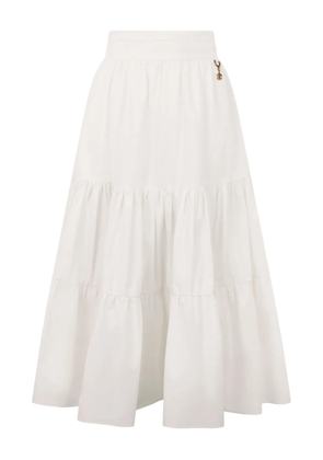Roberto Cavalli monogram-charm tiered skirt - White