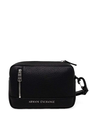 Armani Exchange logo-plaque wash bag - Black
