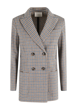 Circolo 1901 gingham-check double-breasted blazer - Brown