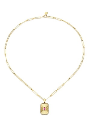 SHAY 18K yellow gold deco pendant pink sapphire necklace