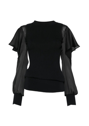 sacai ruffled knitted top - Black