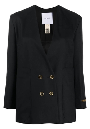 Patou collarless double-breasted blazer - Black