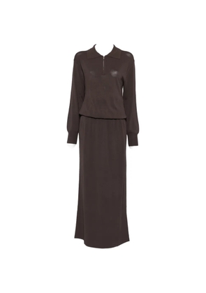 Brandon Maxwell Sabine quarter-zip maxi dress - Brown