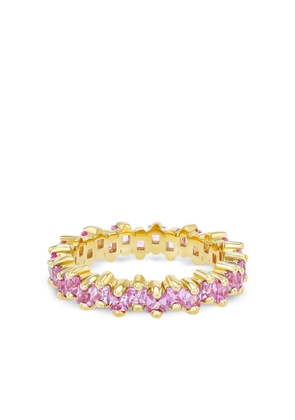 Suzanne Kalan 18K yellow gold Princess pink sapphire eternity band