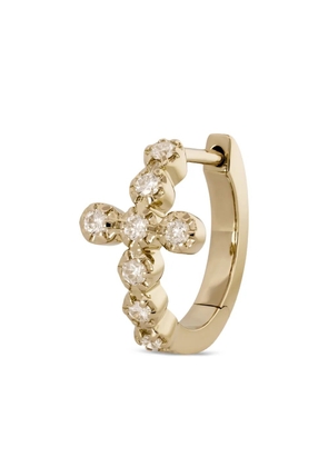 Jacquie Aiche 14K yellow gold Cross diamond hoop earring