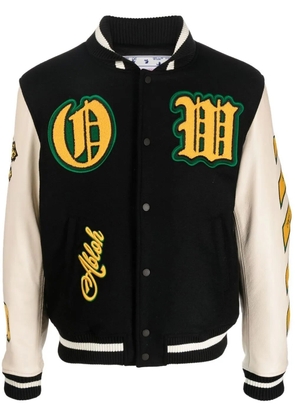 Off-White logo-patch varsity jacket - Black