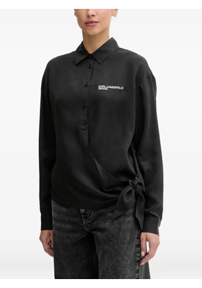 Karl Lagerfeld Jeans side-tie logo shirt - Black